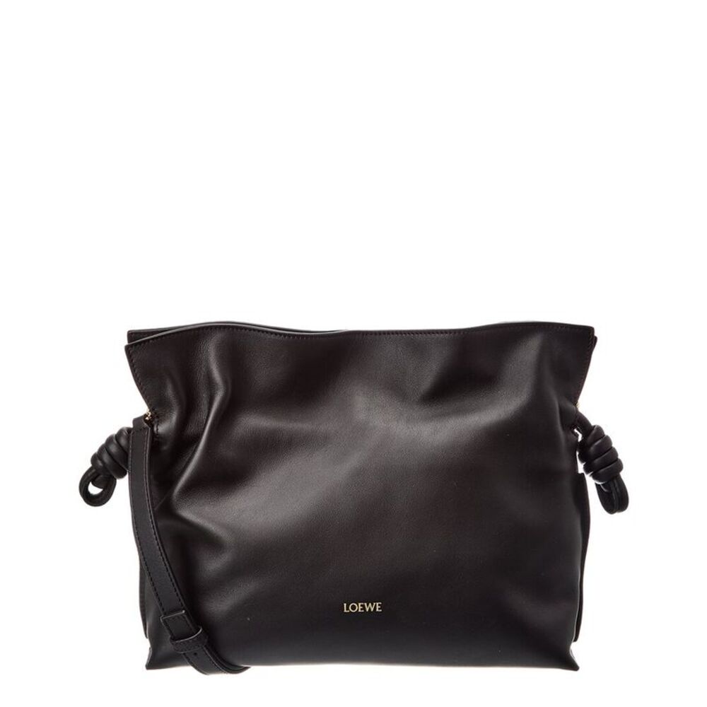 Loewe Flamenco Medium Leather Clutch, Black